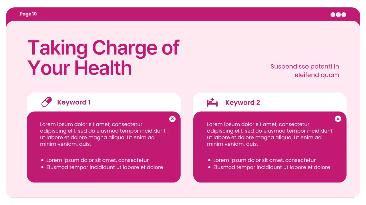 Pink Bold Minimalist Women's Health and Wellness Presentation