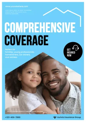 Blue Modern Insurance Advertisement Poster