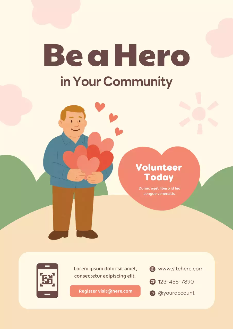 Beige Retro Volunteer Promotion Poster