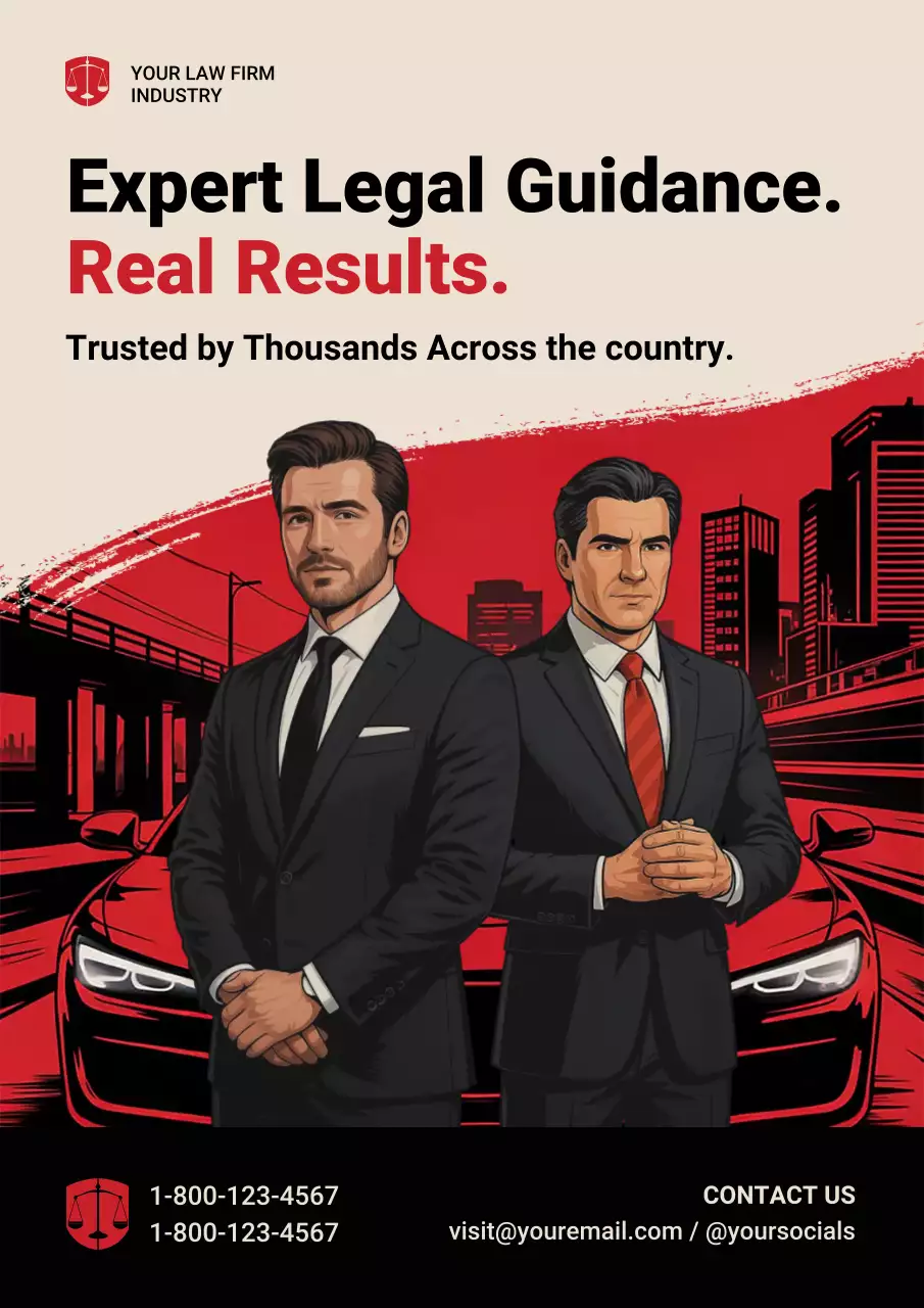 Red Professional Legal Advertisement Poster