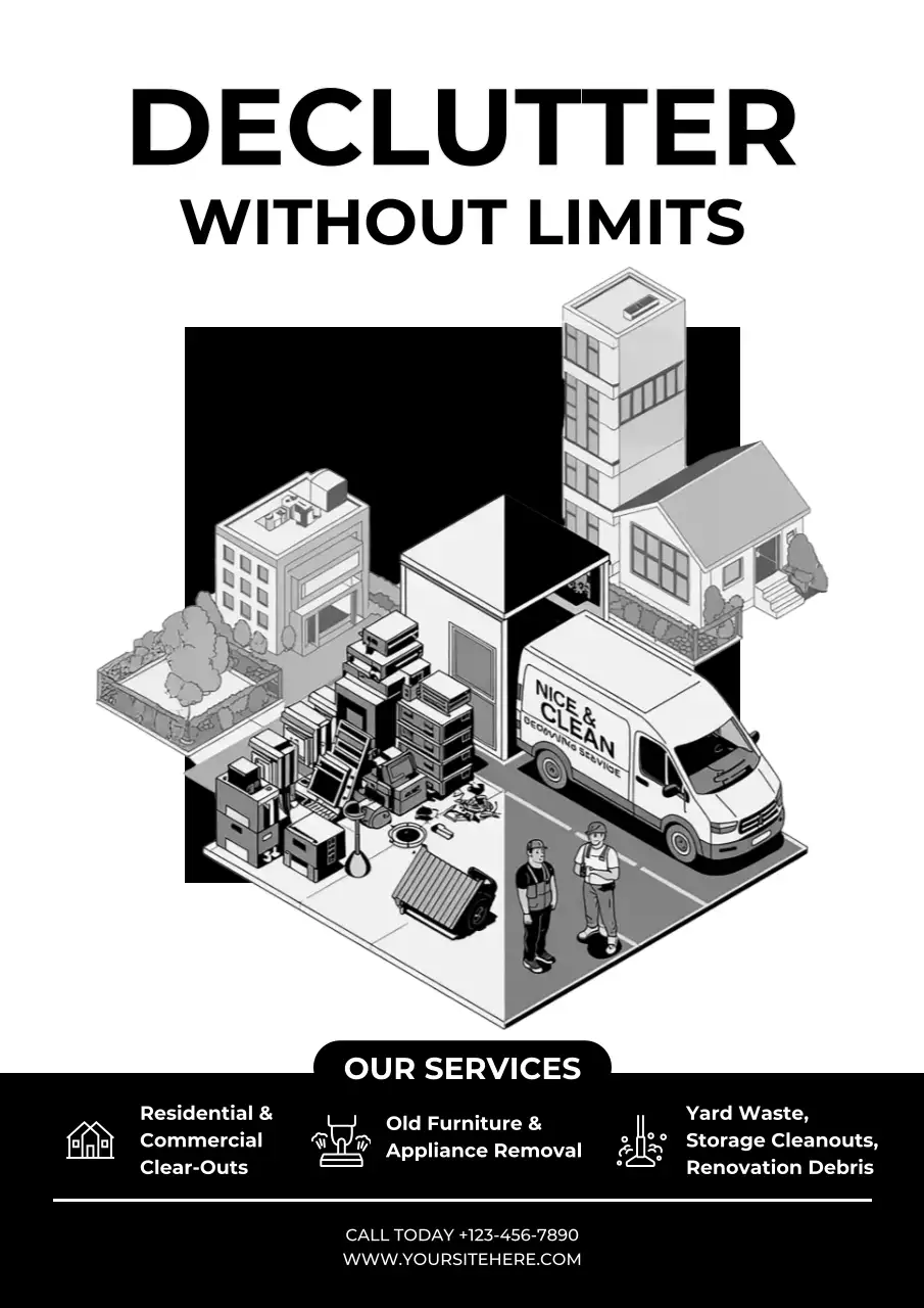 Black Modern Decluttering Advertisement Poster