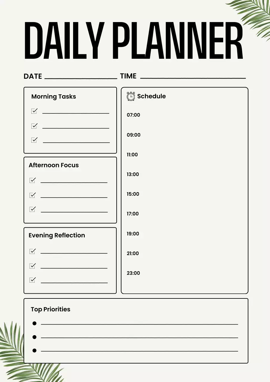 Green Minimalist Planner Schedule Poster
