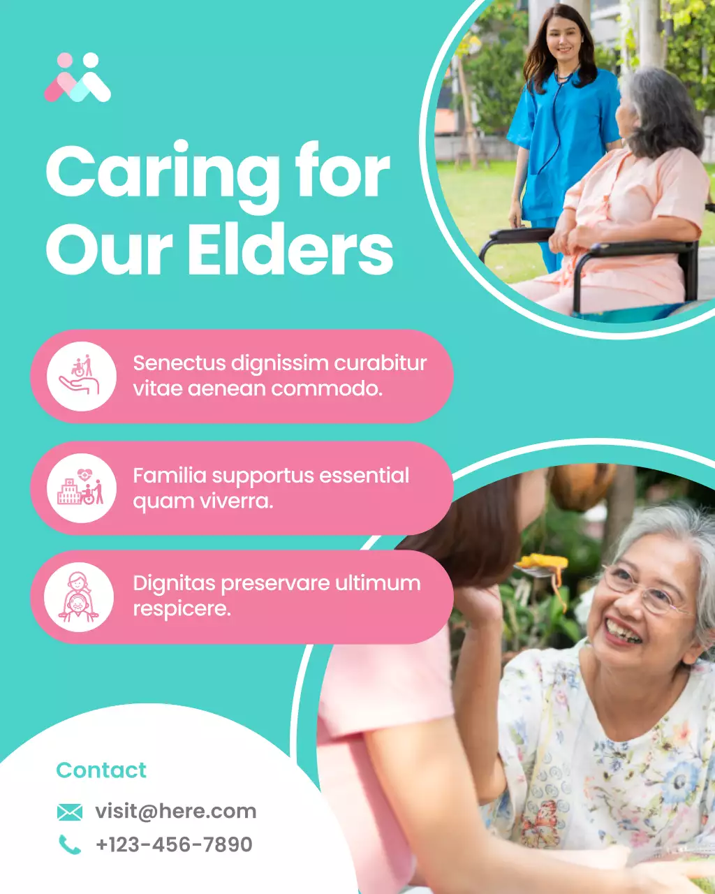 Teal Modern Elderly Care Advertisement Instagram Post