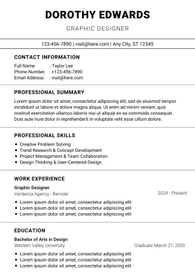 Black Professional Resume Document