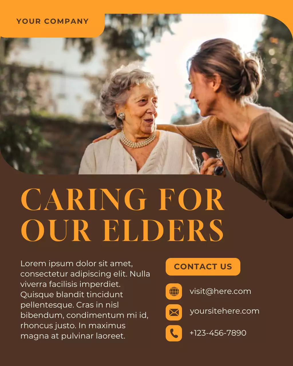 Brown Modern Senior Care Advertisement Instagram Post
