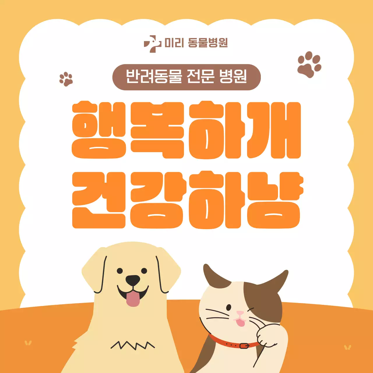 주황 심플 반려동물 홍보
