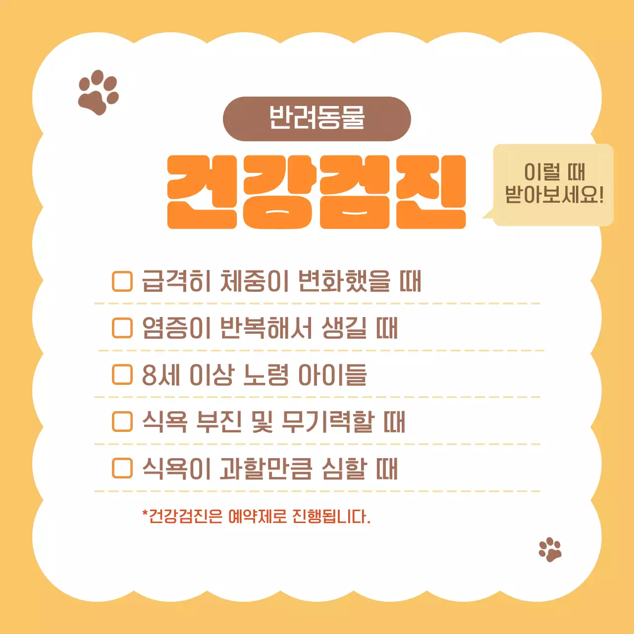 주황 심플 반려동물 홍보