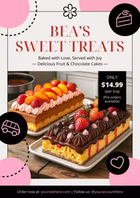 Pink Modern Dessert Advertisement Poster