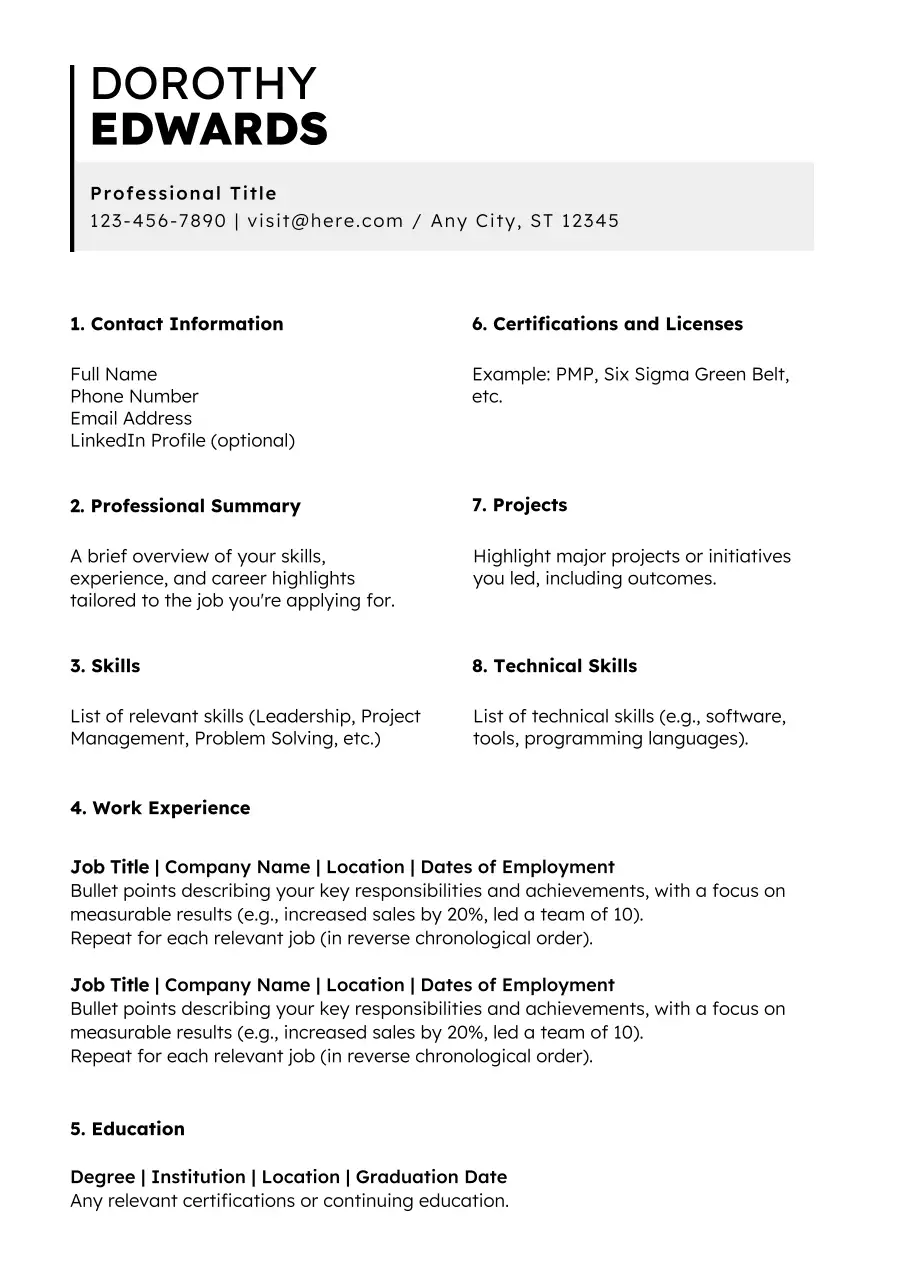 Simple Minimalist CV Template Document