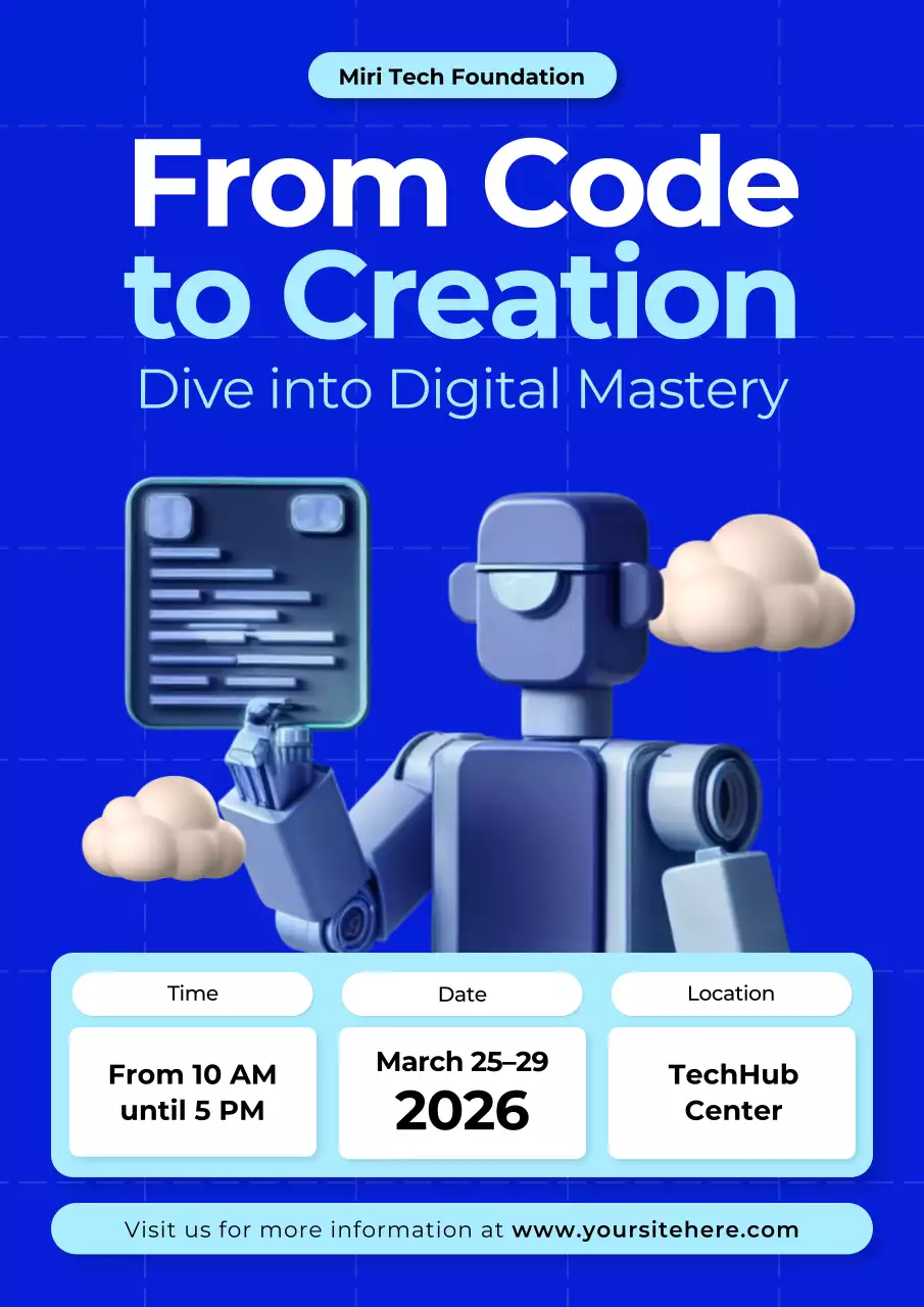 Blue and White Technology Bootcamp Poster
