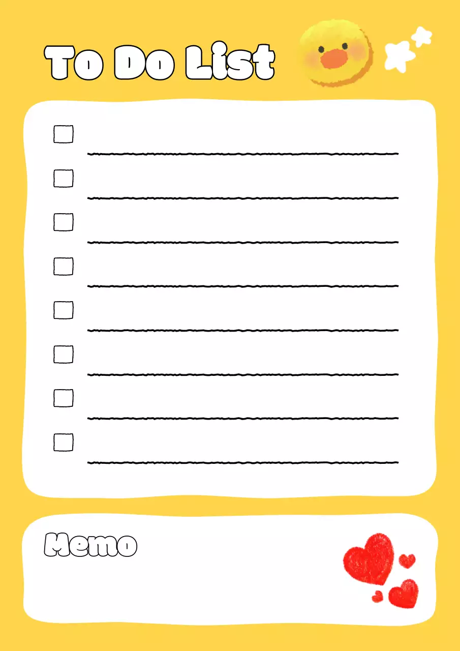 黄色 かわいい メモ チェックリスト