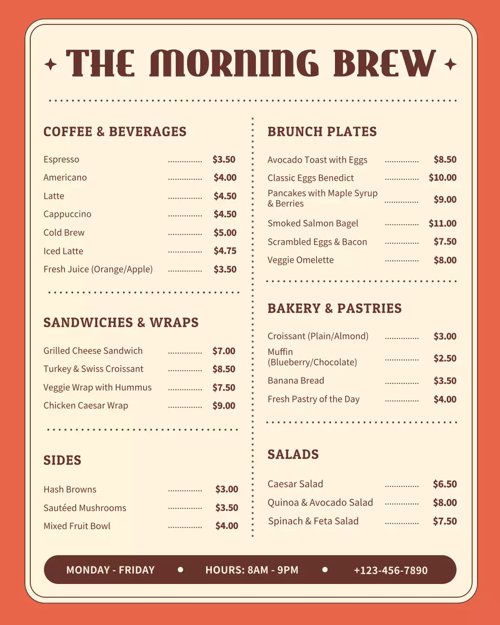 Orange Retro Cafe Menu Instagram Post