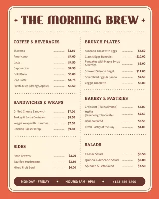 Orange Retro Cafe Menu Instagram Post