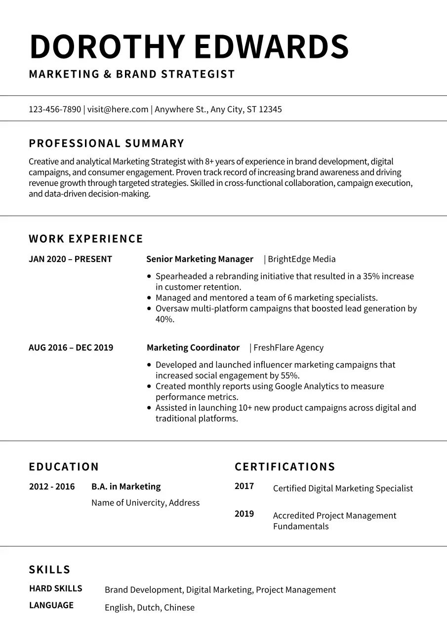 Black Professional Resume Document