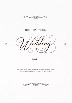 흰색 클래식 결혼 초대장