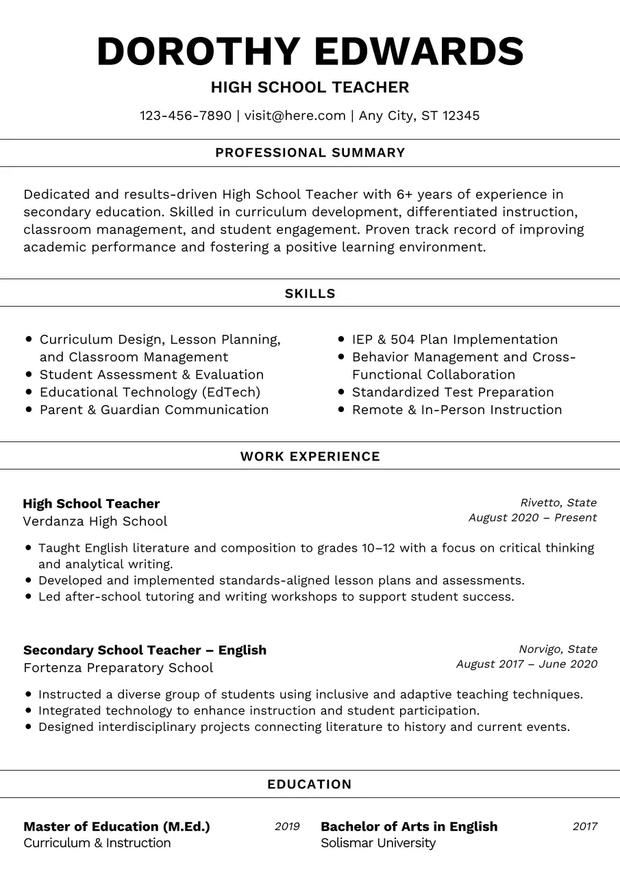 White and Black High School Teacher Poster