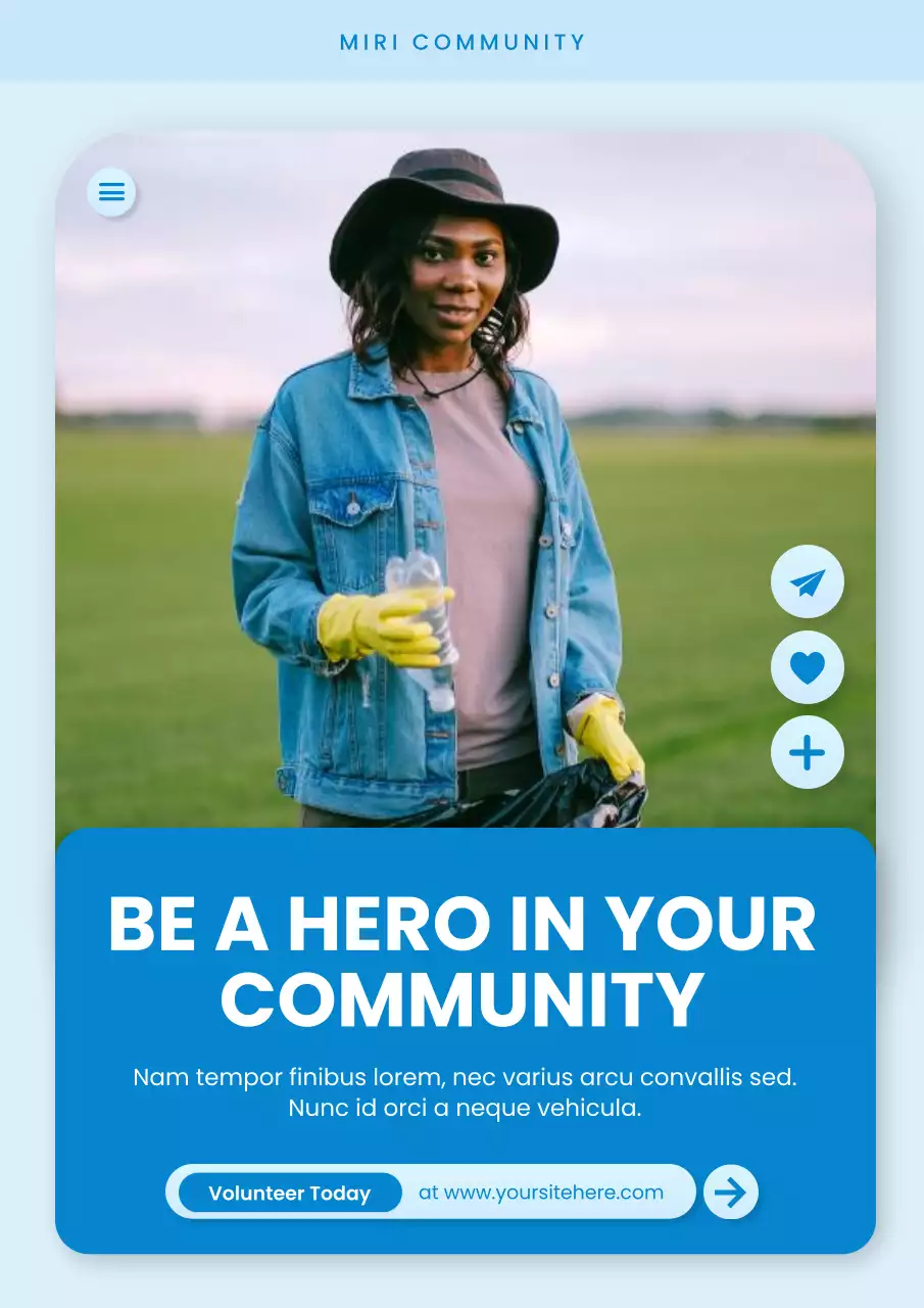 Blue and White Bold Minimalist Community Volunteer Poster