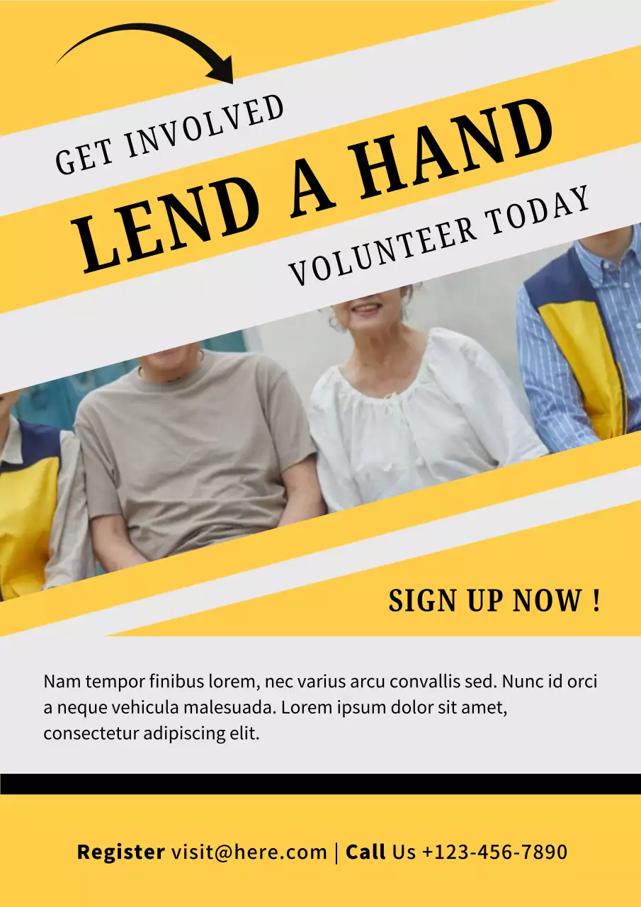 Yellow Modern Volunteer Promotion Poster