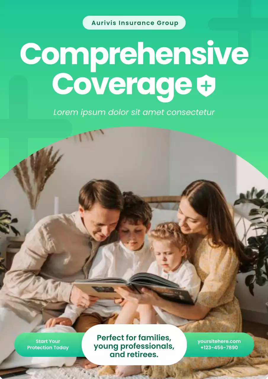 Green and White Bold Modern Insurance Company Poster