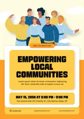 Yellow and White Bold Illustrative Local Community Poster