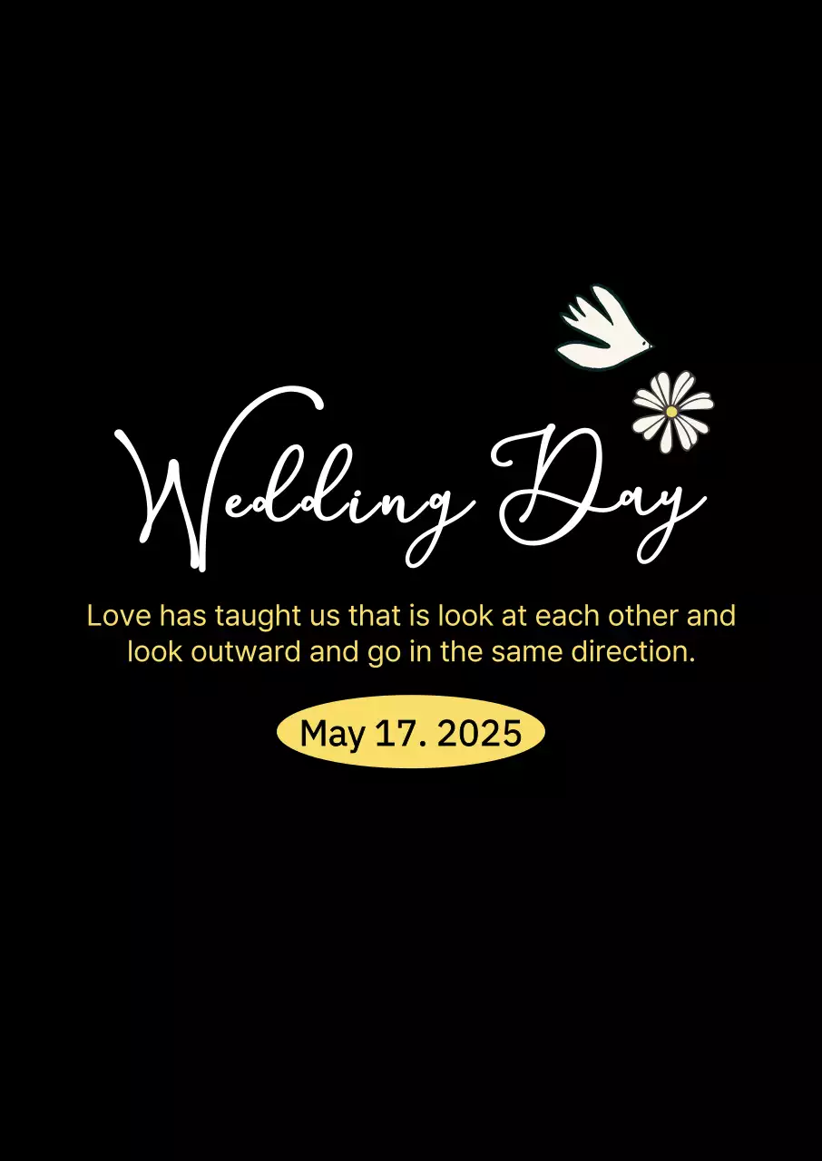 검정 심플 결혼 초대장