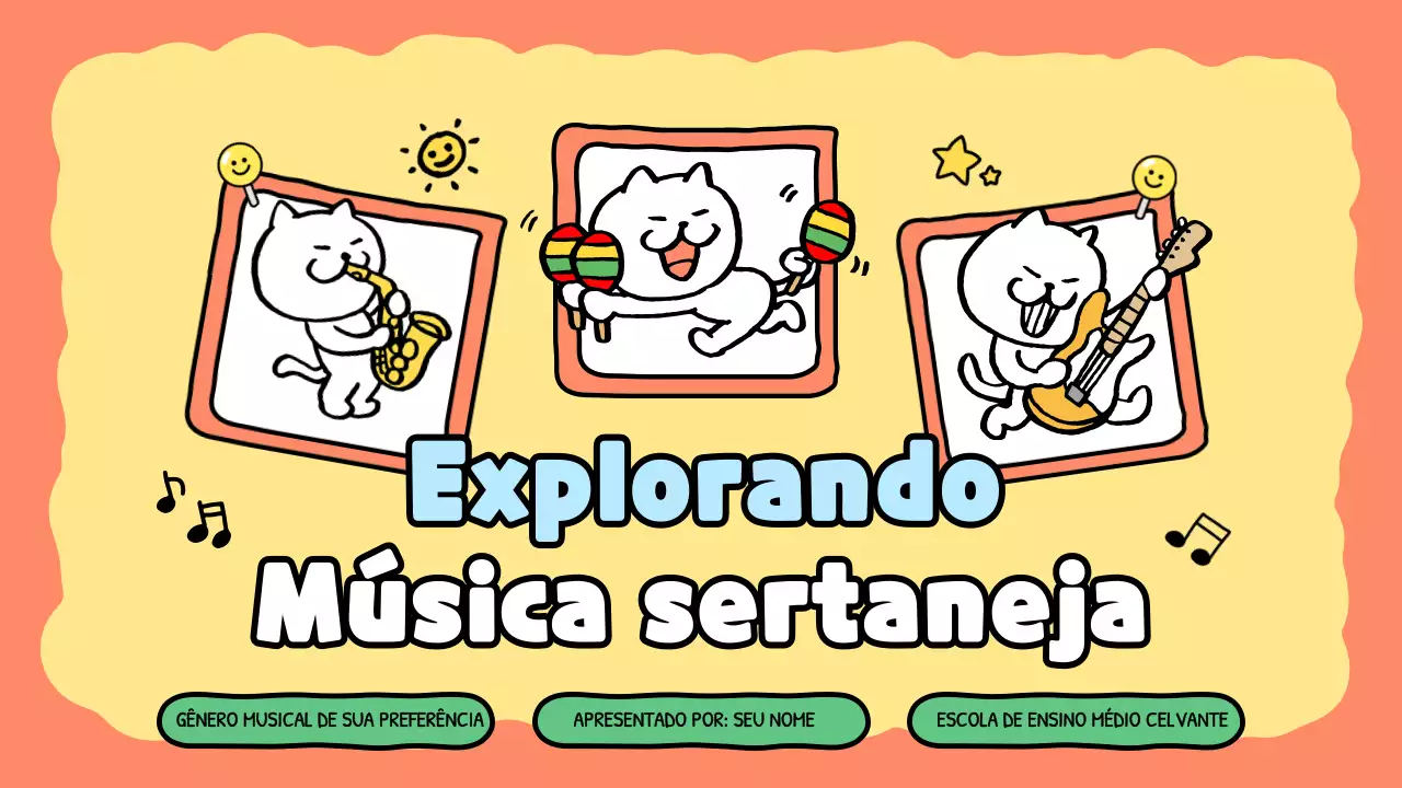 apresentação de música em banda desenhada laranja