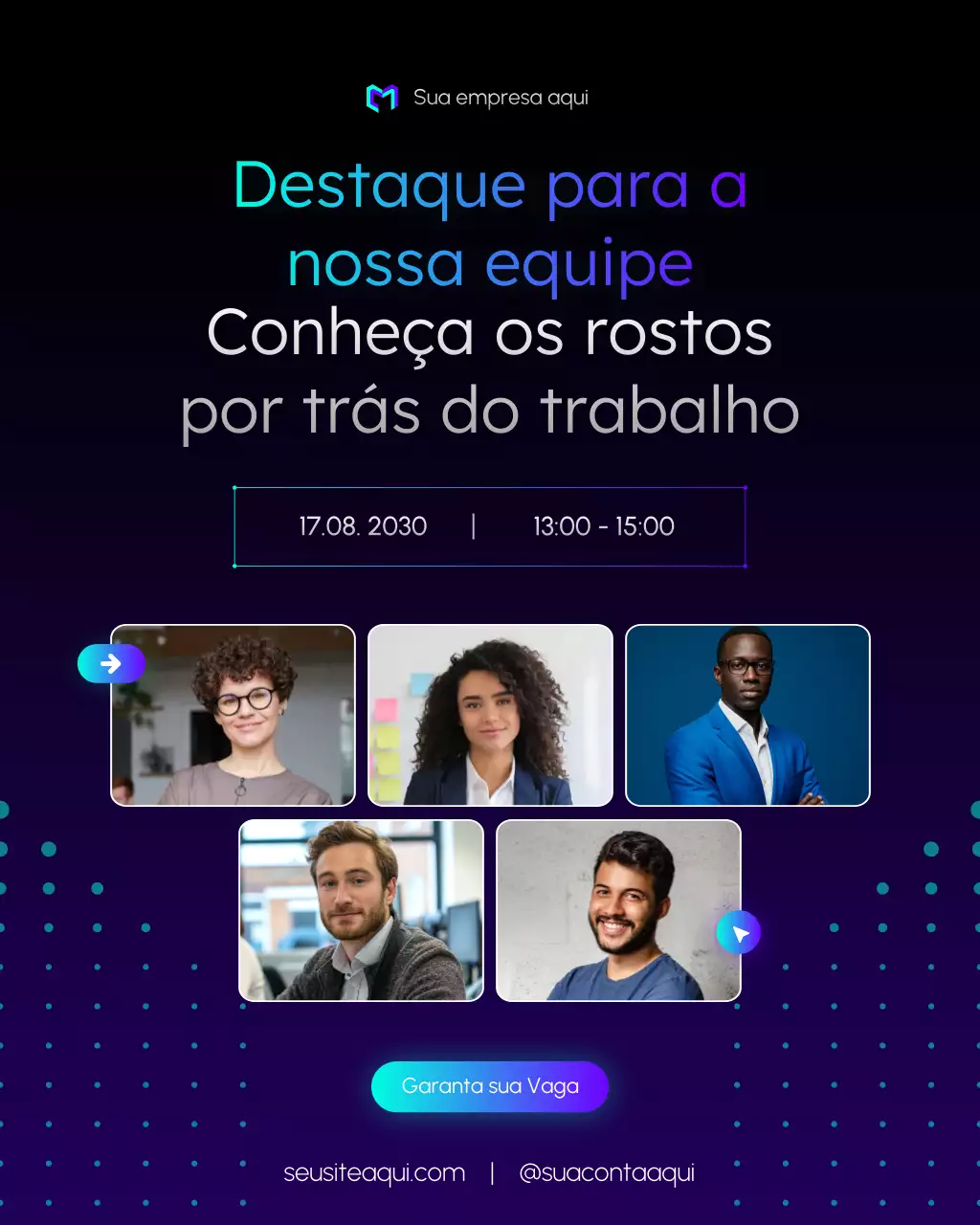 anúncio do evento da equipe moderna negra