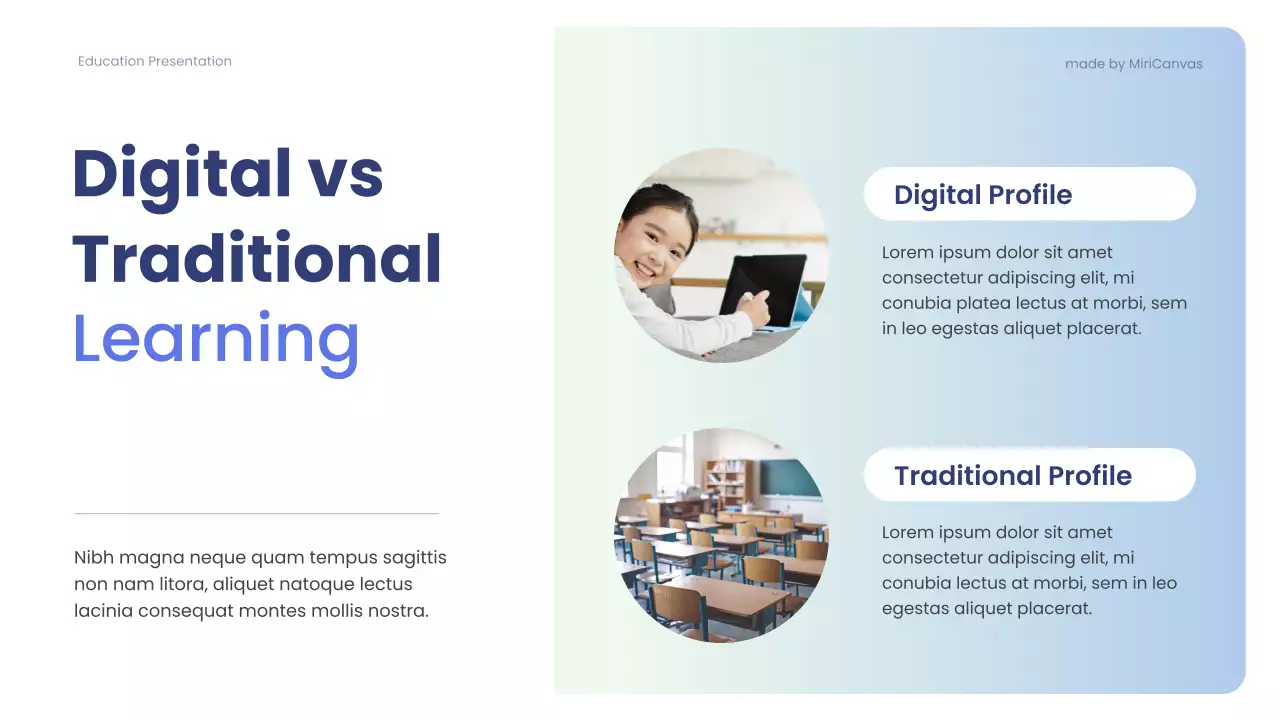 Blue Professional Comparing Traditional and Modern Learning Methods Presentation