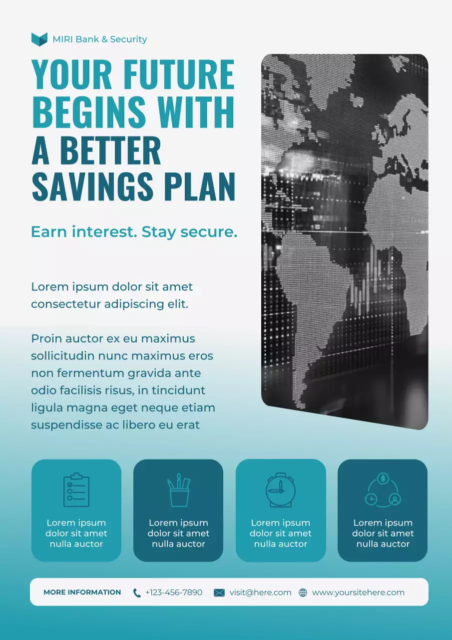 Teal Modern Savings Finance Web Poster