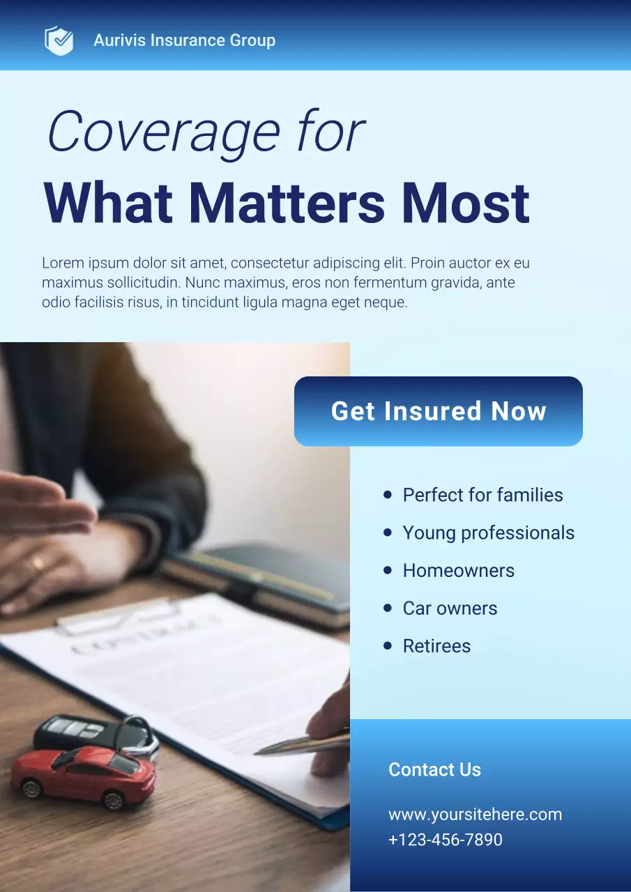 Blue Modern Insurance Promotion Poster