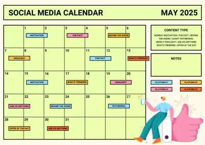 Monthly Social Media Calendar Poster