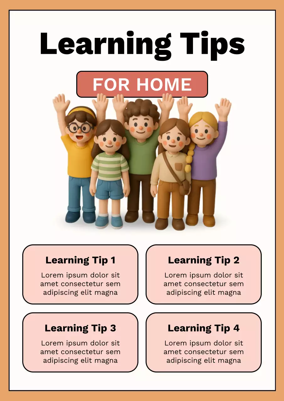Orange Illustrated Learning Tips Poster