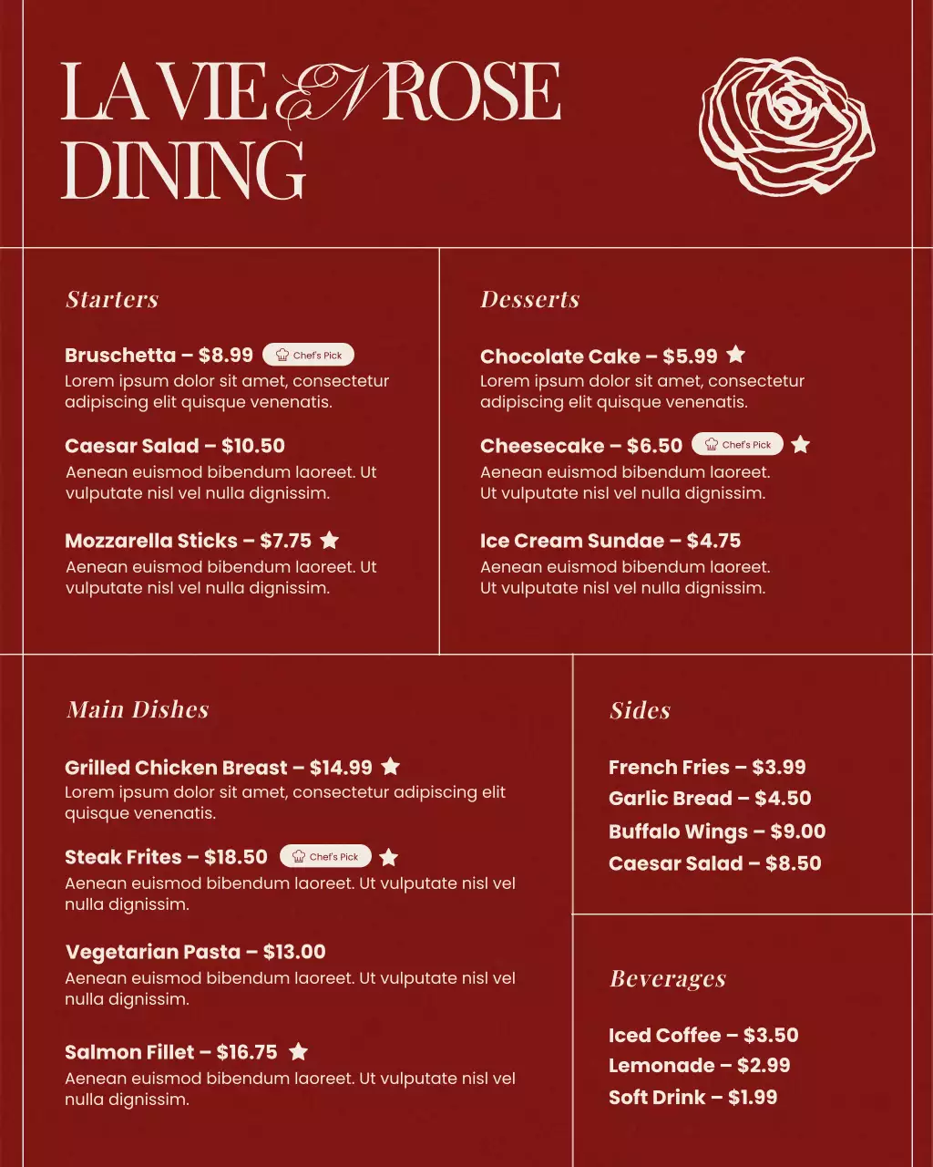 Red and White Elegant Minimalist Restaurant Digital Menu Instagram Post