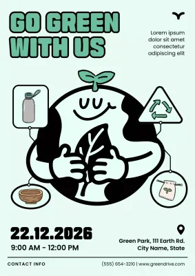 Green and Black Bold Illustrative Environmental Sustainability Poster