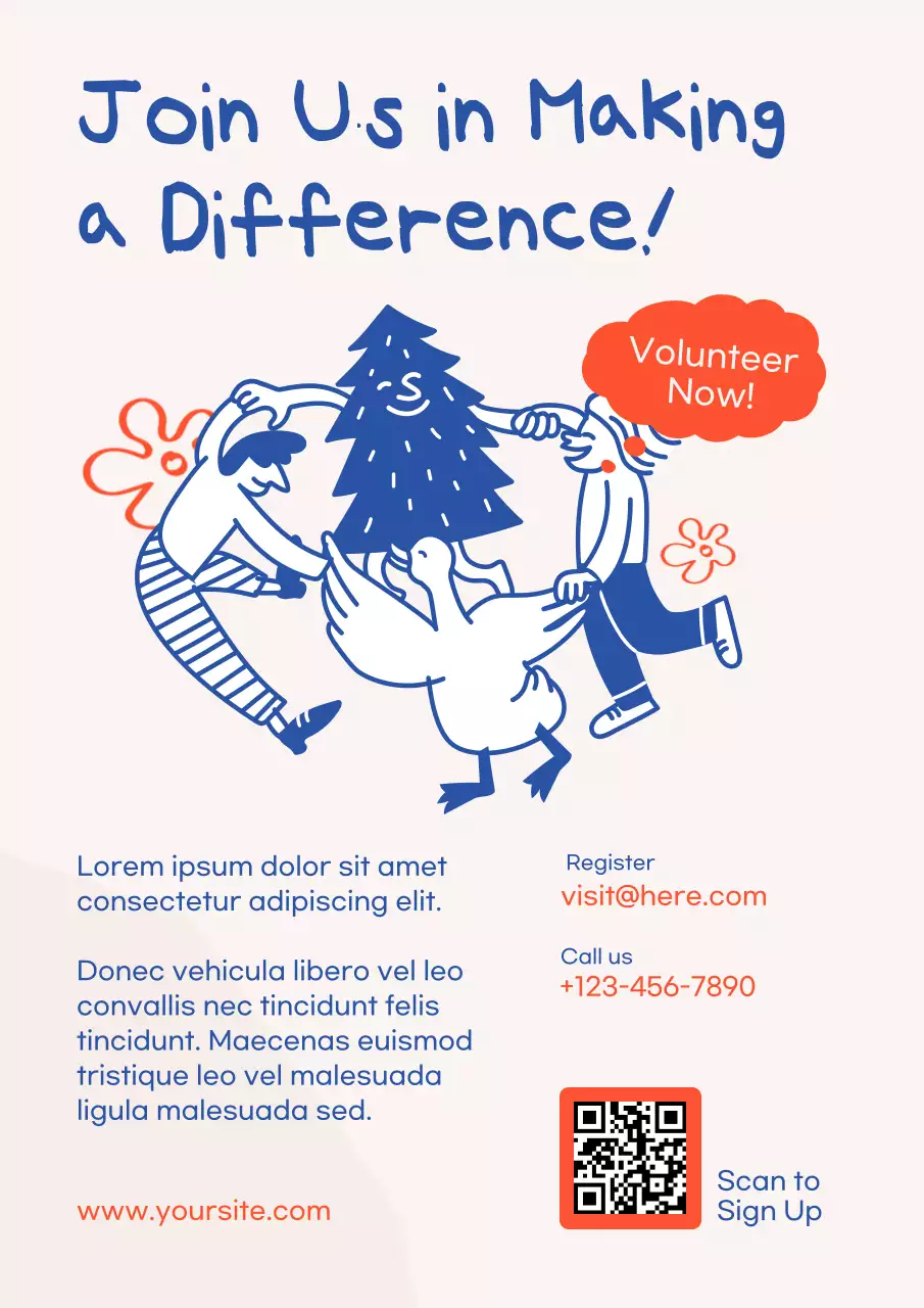 Blue Playful Volunteer Recruitment Poster