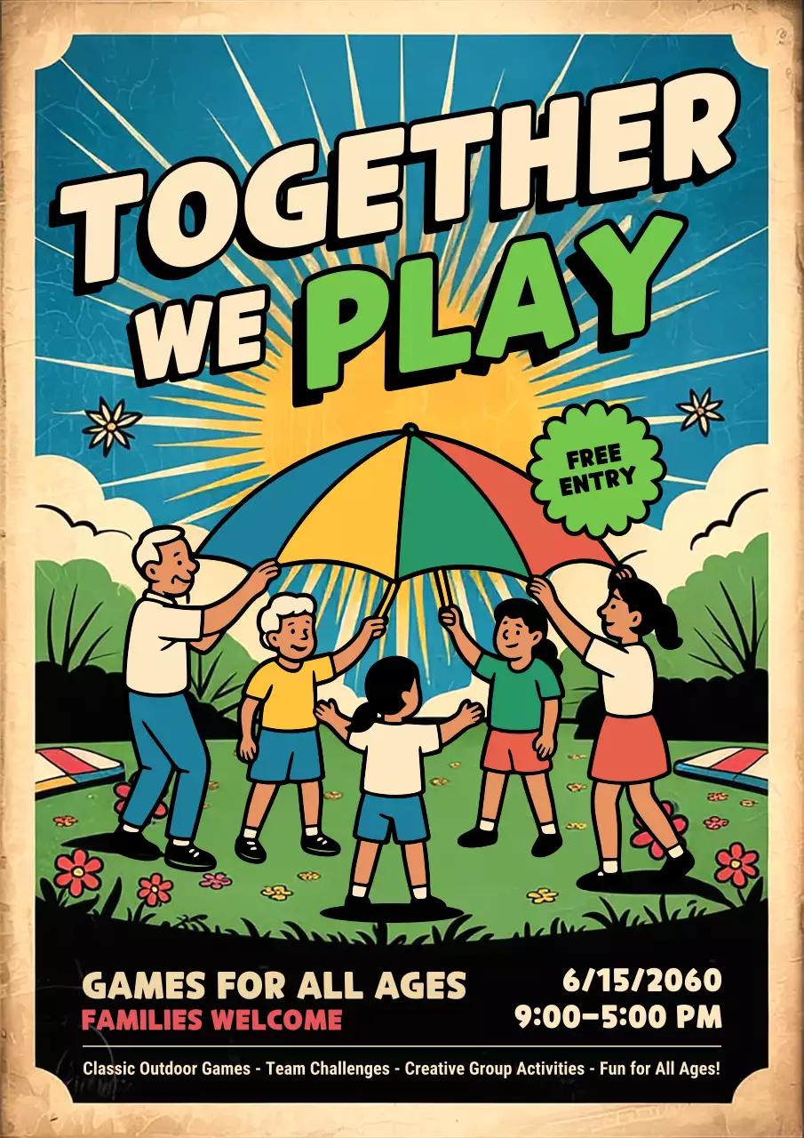 Colourful Retro Family Event Promotion Poster