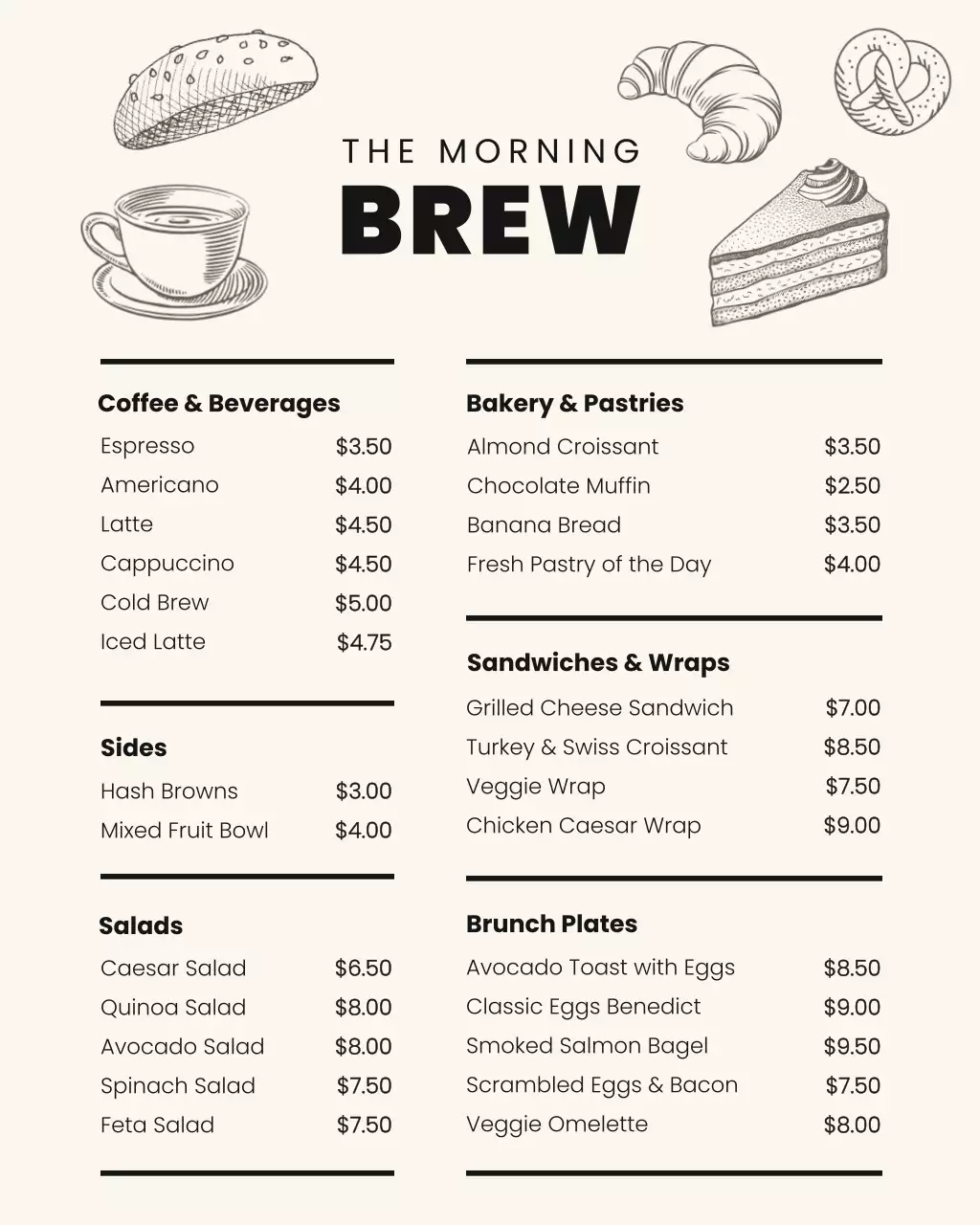 White Coffee and Brew Digital Menu Instagram Post