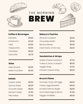 White Coffee and Brew Digital Menu Instagram Post