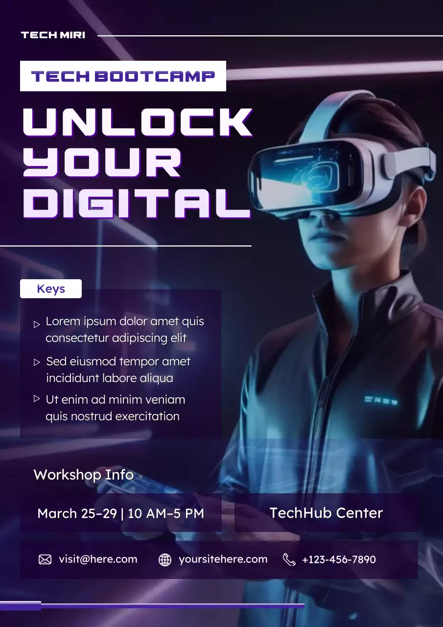 Purple Modern Tech Workshop Announcement Poster