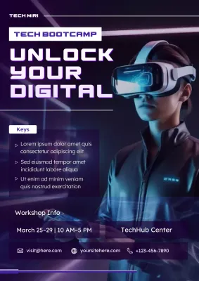 Purple Modern Tech Workshop Announcement Poster