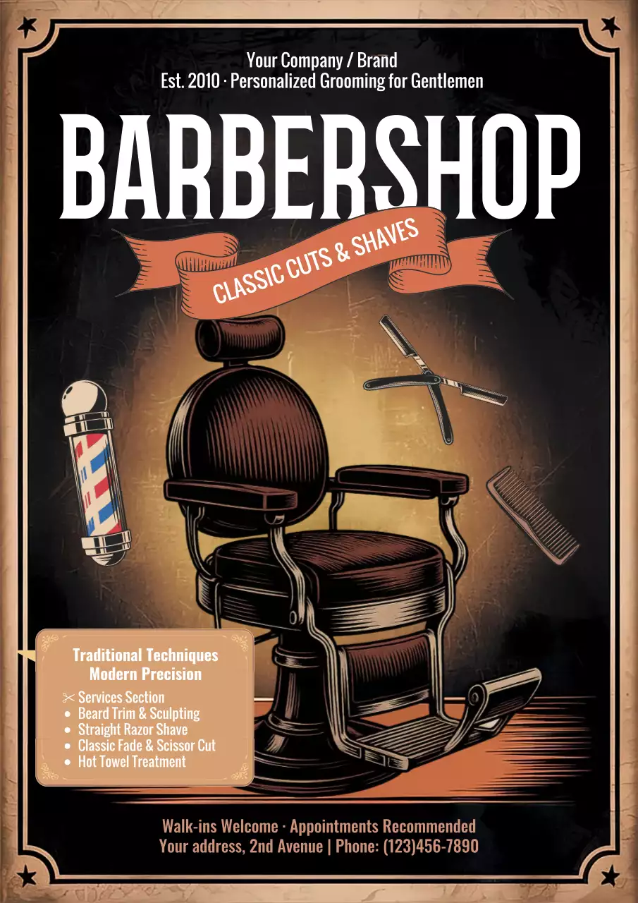 Beige Vintage Barbershop Promotion Poster