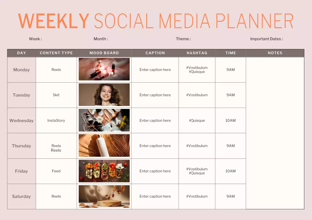 Brown Modern Social Media Planner