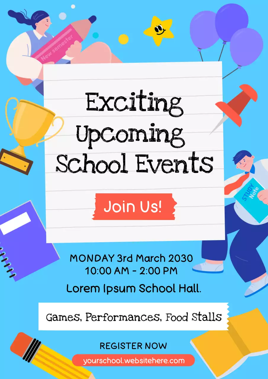 Blue Playful School Event Announcement Poster