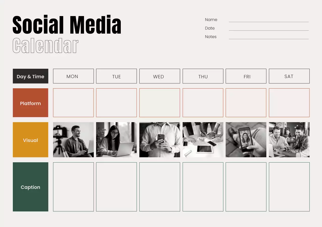 Grey Modern Social Media Planner