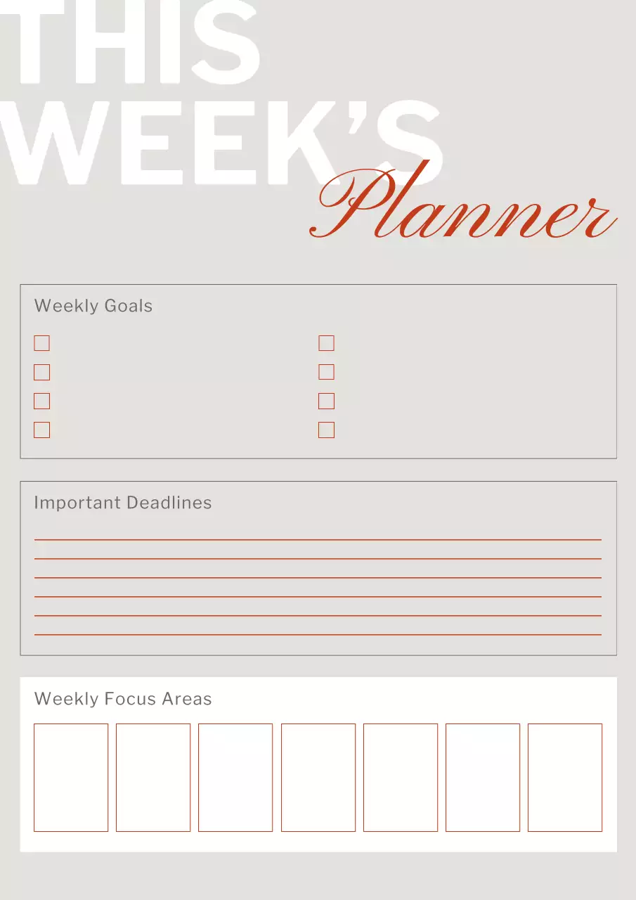 Grey Minimal Planner Schedule Poster