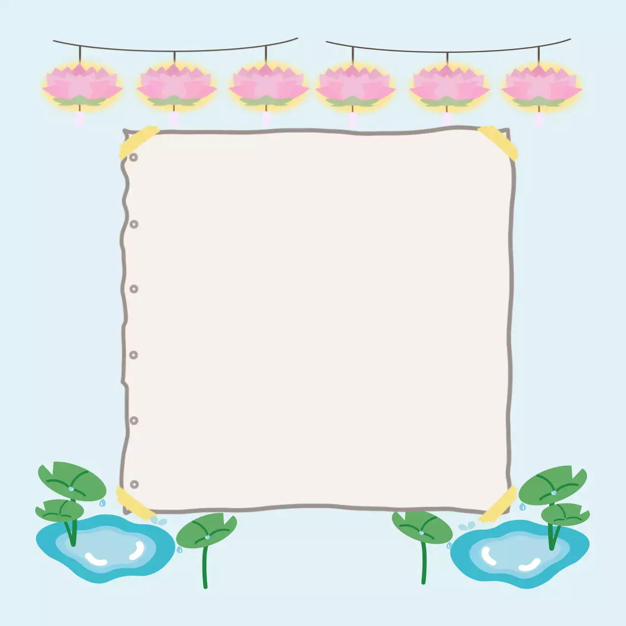 하늘색 아기자기한 연꽃 메모지