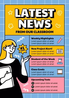 Yellow Retro Classroom Newsletter Poster