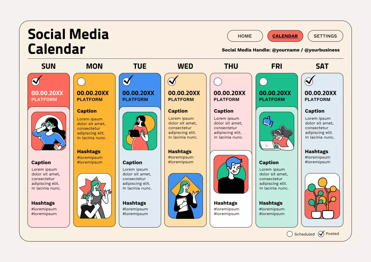 Colorful Modern Social Media Planner Poster