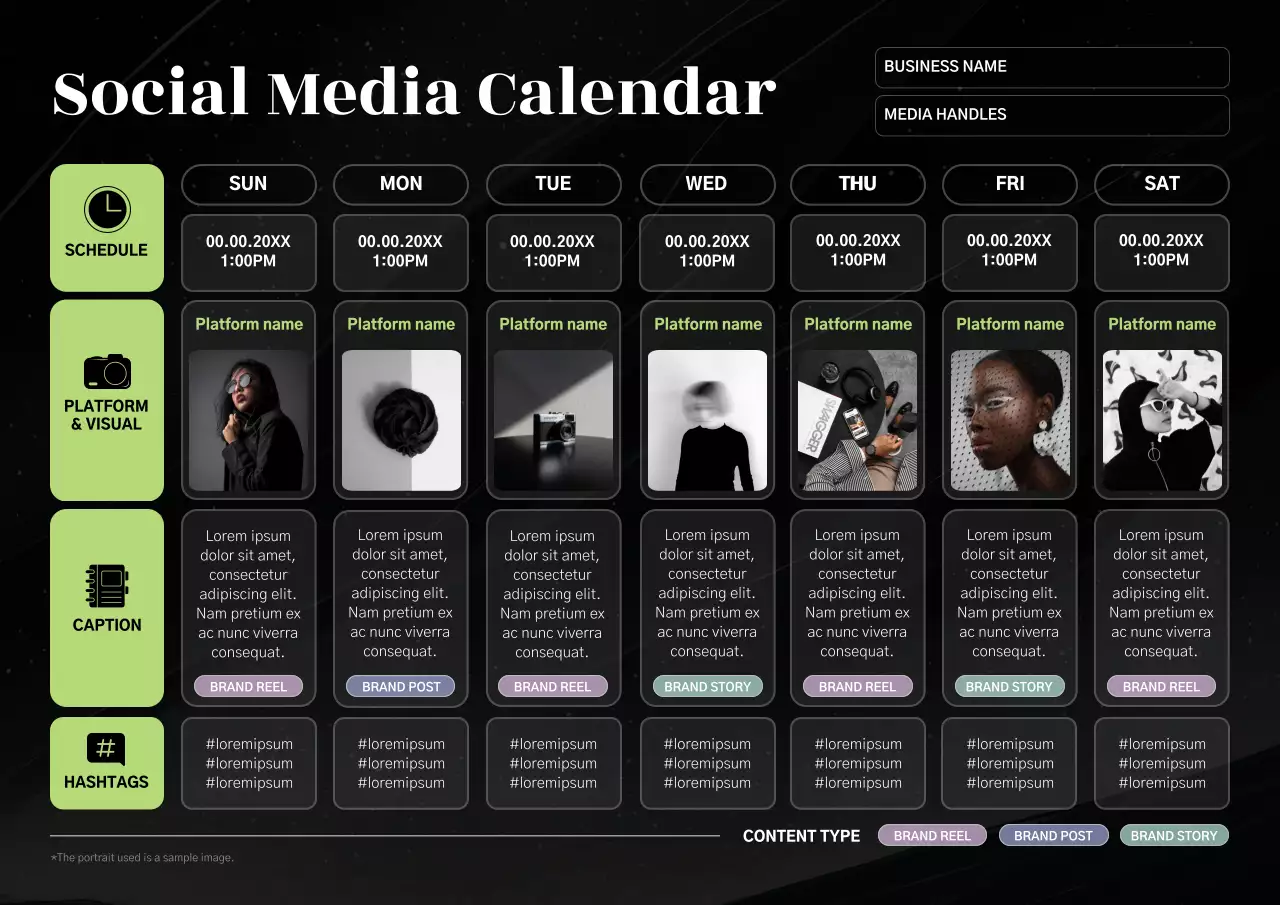 Black Modern Social Media Planner Poster