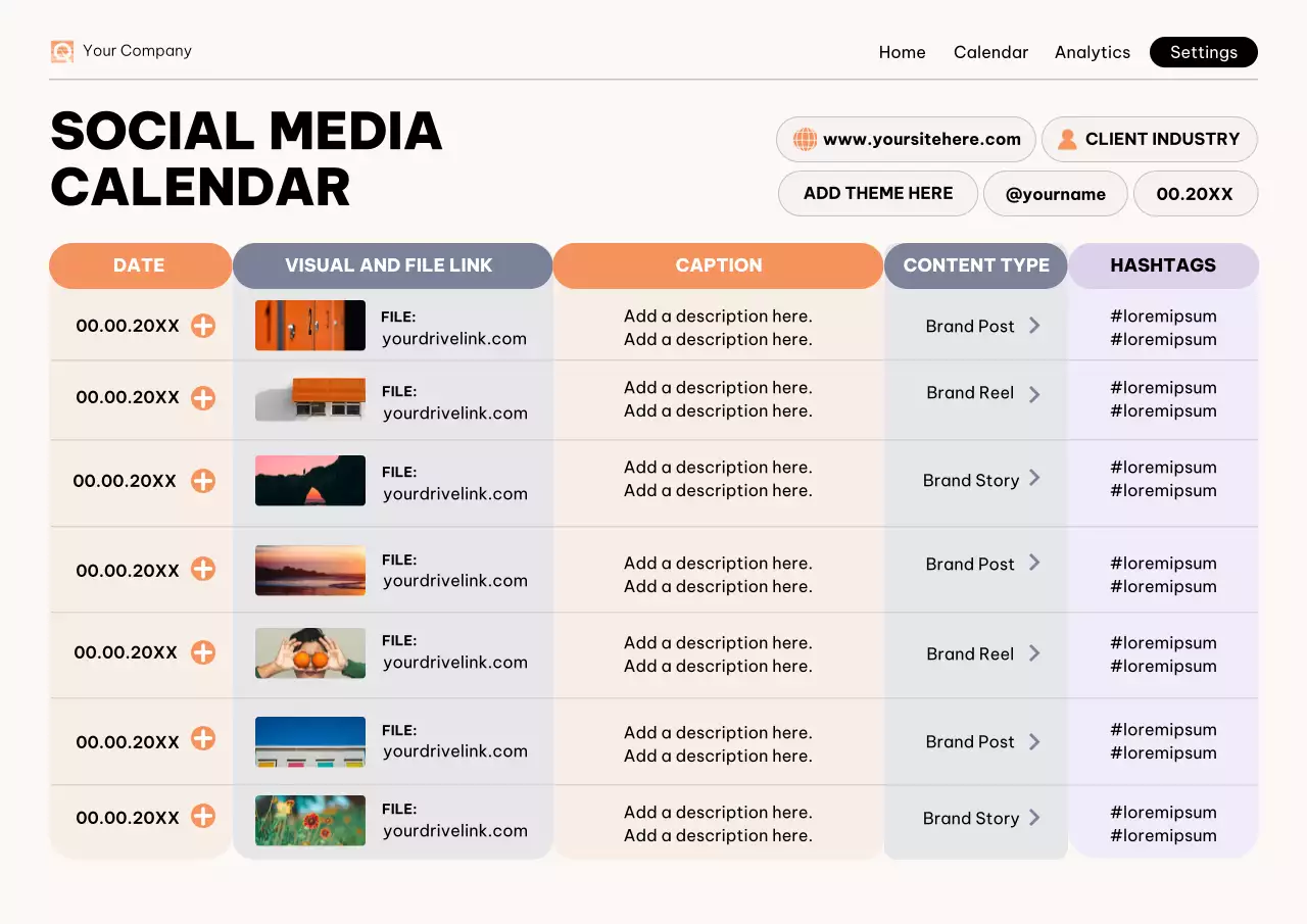 Orange Modern Calendar Planner Poster
